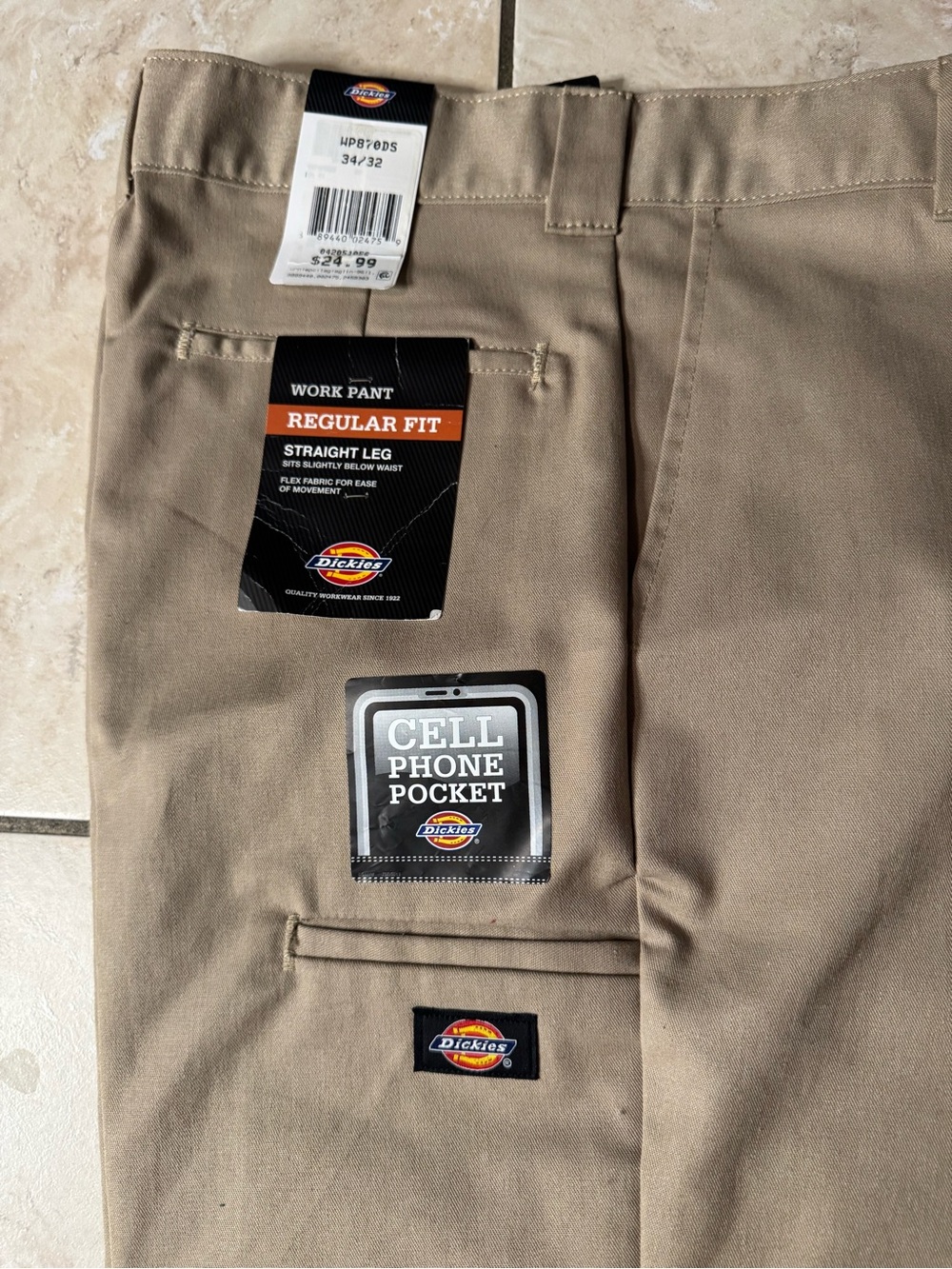 Dickies Regular Fit Straight Leg Work Pants - Tan